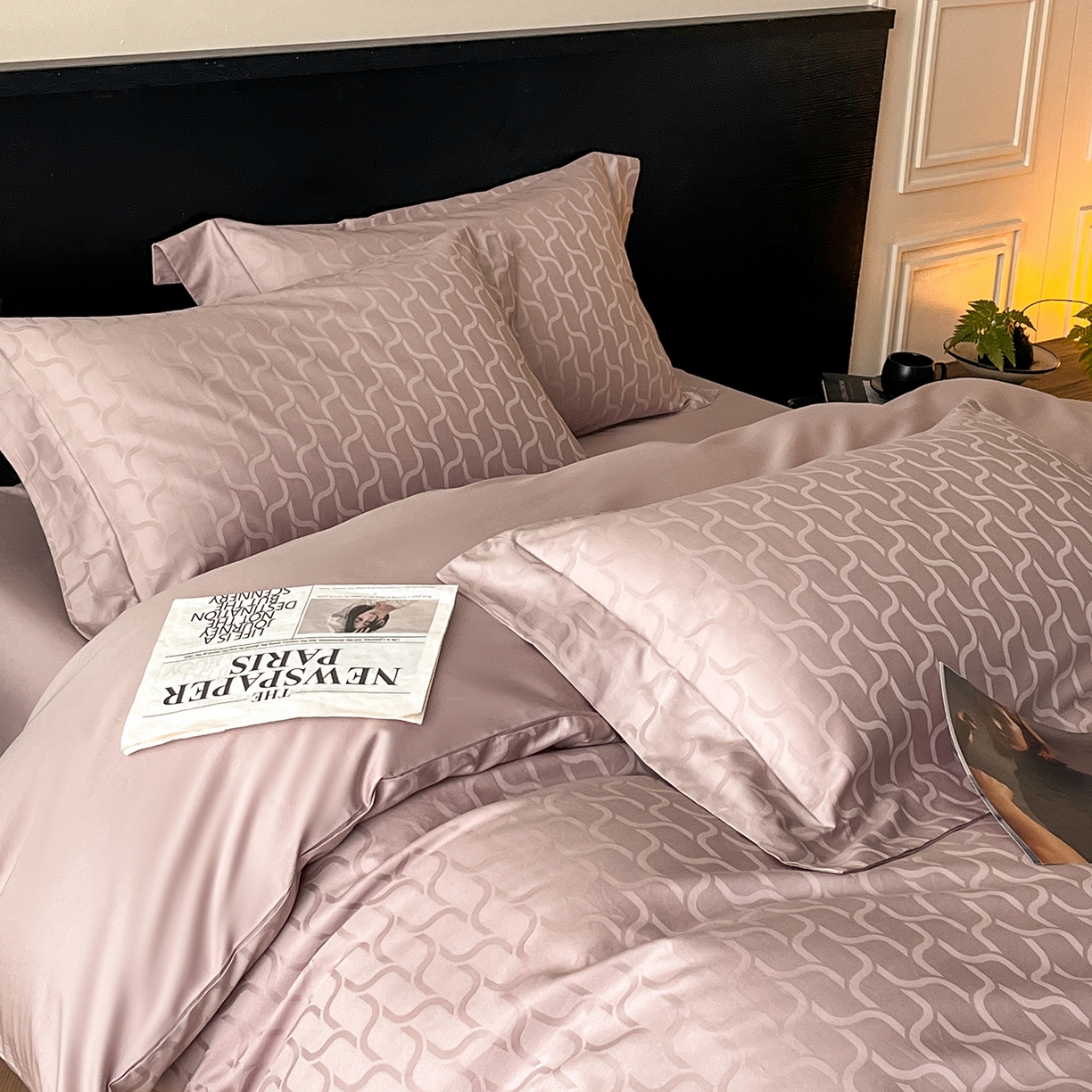 91家纺网 家纺一手货源 找家纺 舒慕家纺 2025新款100支长绒棉提花四件套系列 菲林客