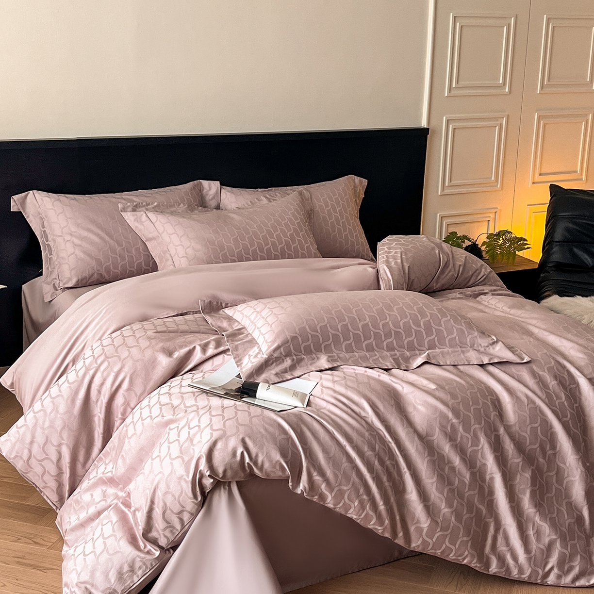 91家纺网 家纺一手货源 找家纺 舒慕家纺 2025新款100支长绒棉提花四件套系列 菲林客