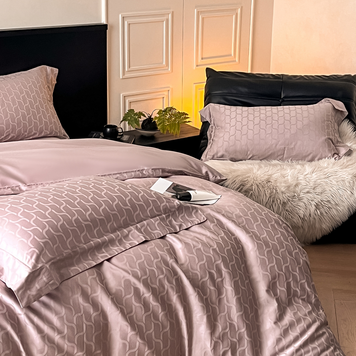 91家纺网 家纺一手货源 找家纺 舒慕家纺 2025新款100支长绒棉提花四件套系列 菲林客