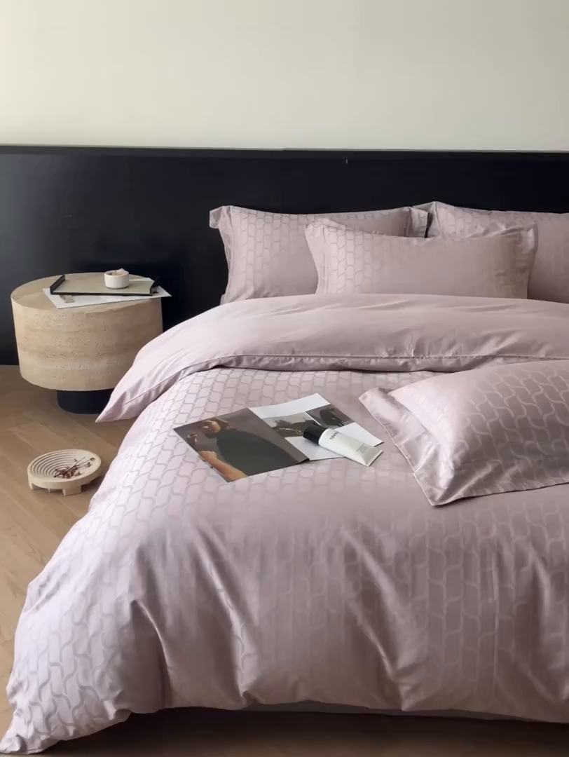 91家纺网 家纺一手货源 找家纺 舒慕家纺 2025新款100支长绒棉提花四件套系列 菲林客