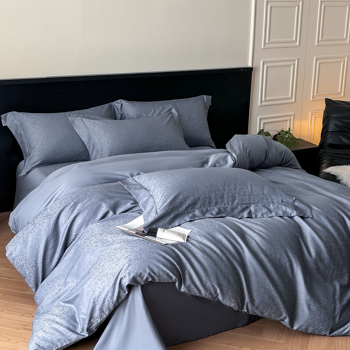 91家纺网 家纺一手货源 找家纺 舒慕家纺 2025新款100支长绒棉提花四件套系列 古利