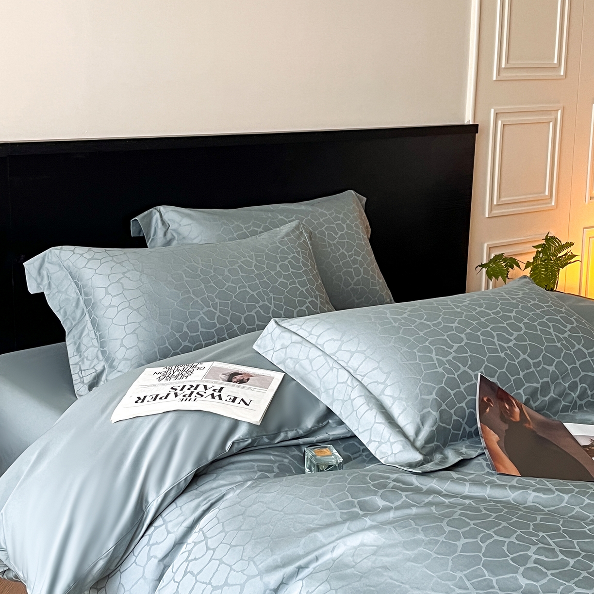 91家纺网 家纺一手货源 找家纺 舒慕家纺 2025新款100支长绒棉提花四件套系列 赫罗