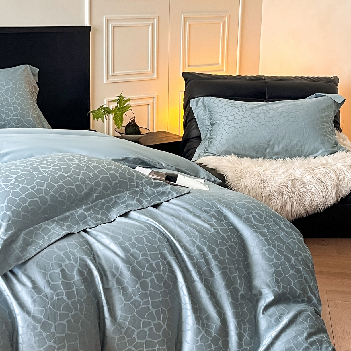 91家纺网 家纺一手货源 找家纺 舒慕家纺 2025新款100支长绒棉提花四件套系列 赫罗