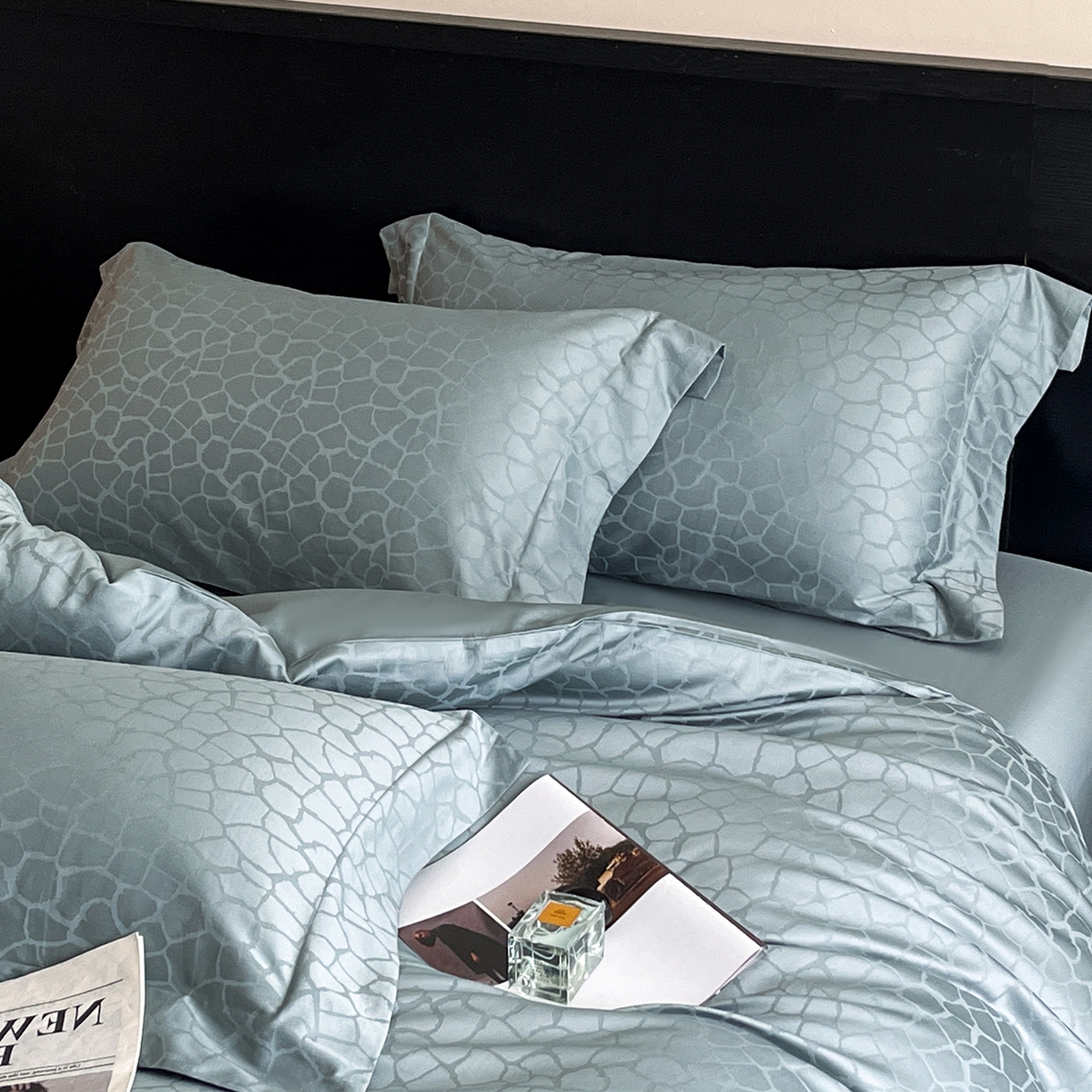 91家纺网 家纺一手货源 找家纺 舒慕家纺 2025新款100支长绒棉提花四件套系列 赫罗