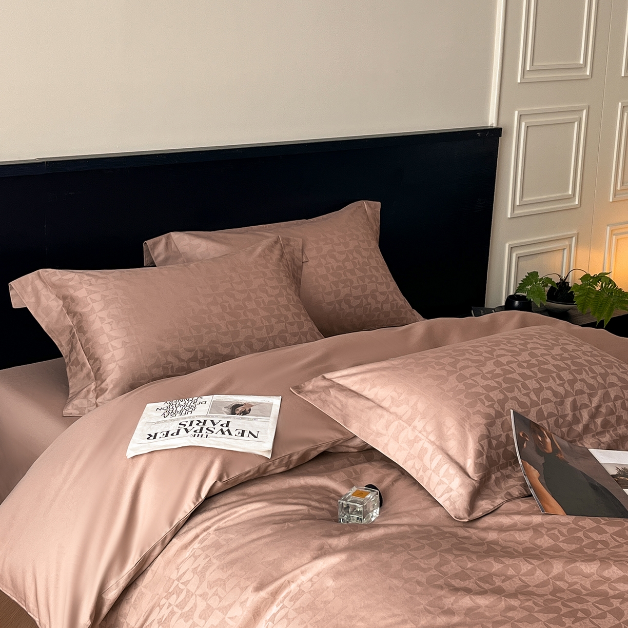 91家纺网 家纺一手货源 找家纺 舒慕家纺 2025新款100支长绒棉提花四件套系列 卡曼