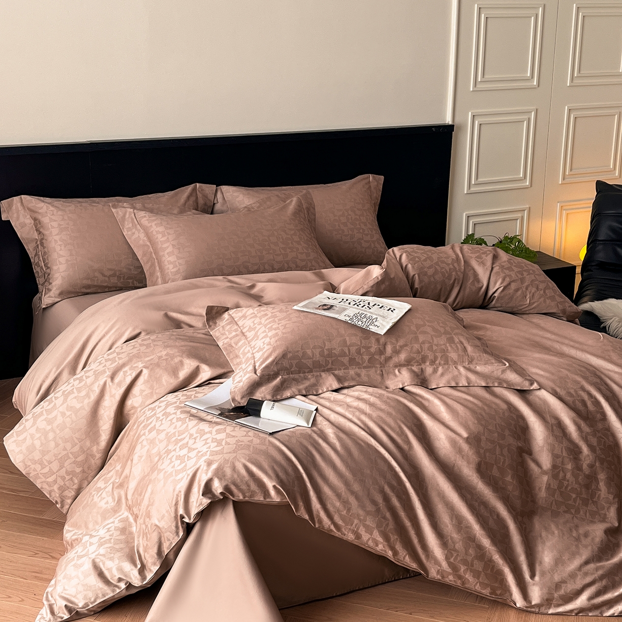 91家纺网 家纺一手货源 找家纺 舒慕家纺 2025新款100支长绒棉提花四件套系列 卡曼