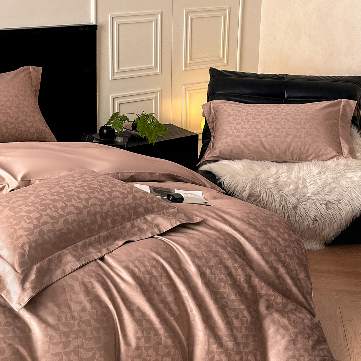 91家纺网 家纺一手货源 找家纺 舒慕家纺 2025新款100支长绒棉提花四件套系列 卡曼