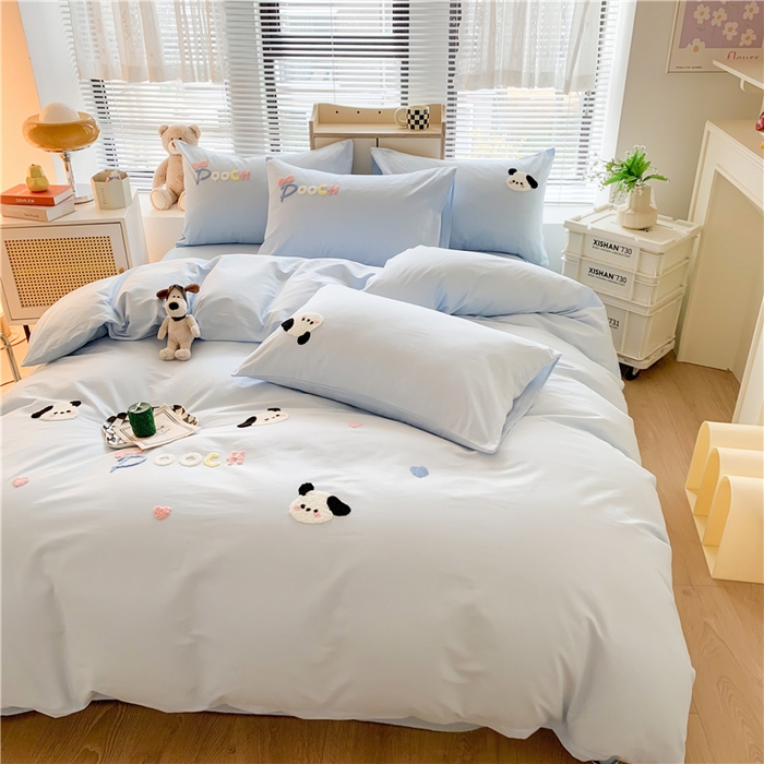 91家纺网 家纺一手货源 找家纺 （总）如意朵 2025新款全棉纯棉小清新印花加绣花四件套