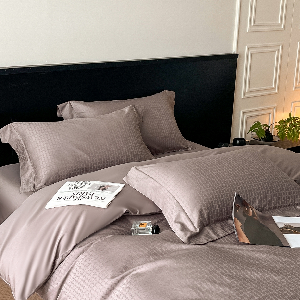 91家纺网 家纺一手货源 找家纺 舒慕家纺 2025新款100支长绒棉提花四件套系列 米娅