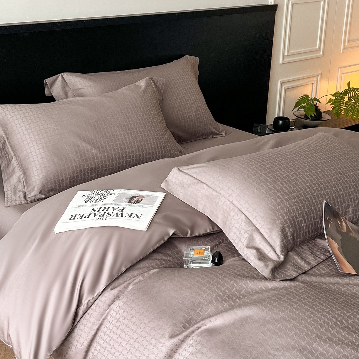 91家纺网 家纺一手货源 找家纺 舒慕家纺 2025新款100支长绒棉提花四件套系列 米娅