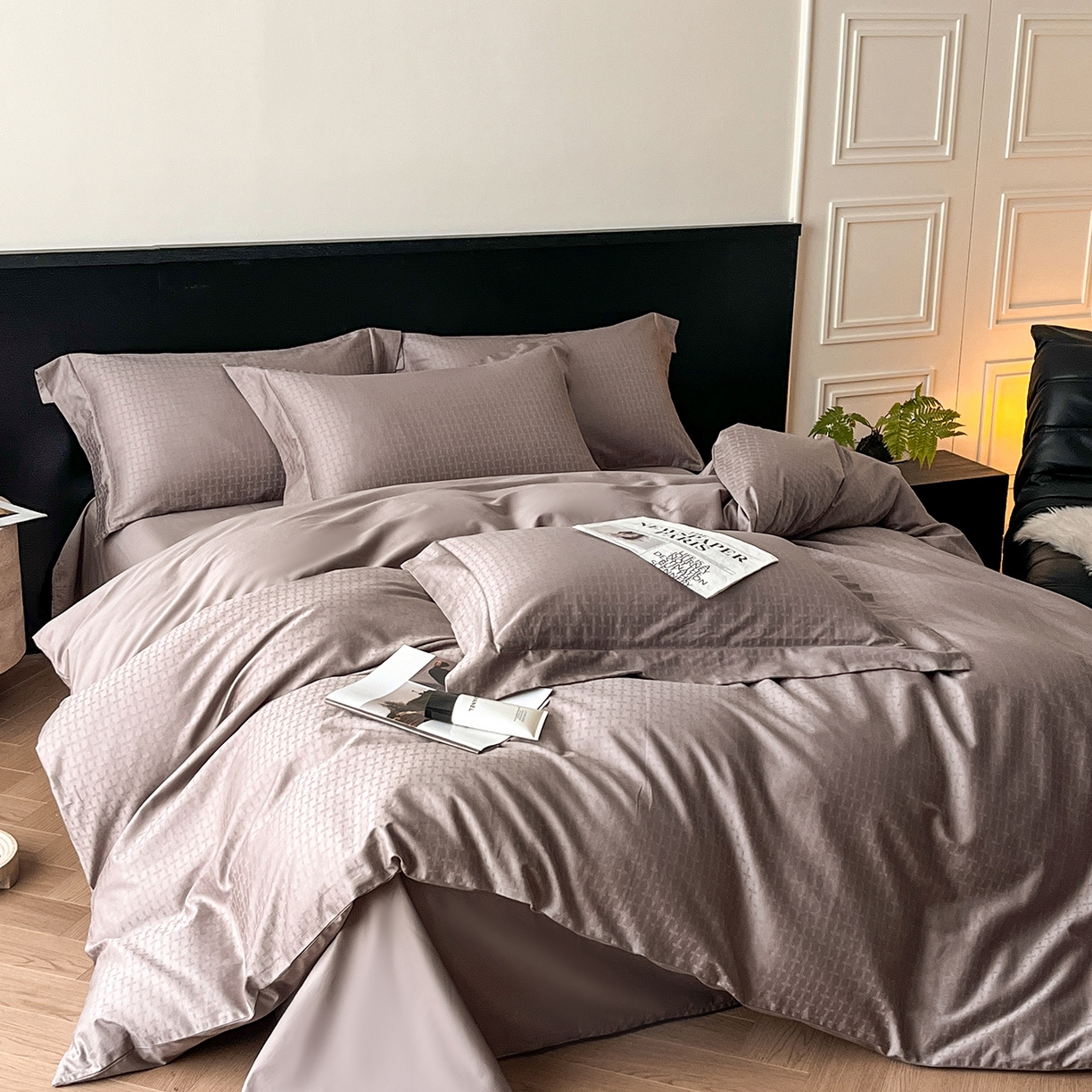 91家纺网 家纺一手货源 找家纺 舒慕家纺 2025新款100支长绒棉提花四件套系列 米娅