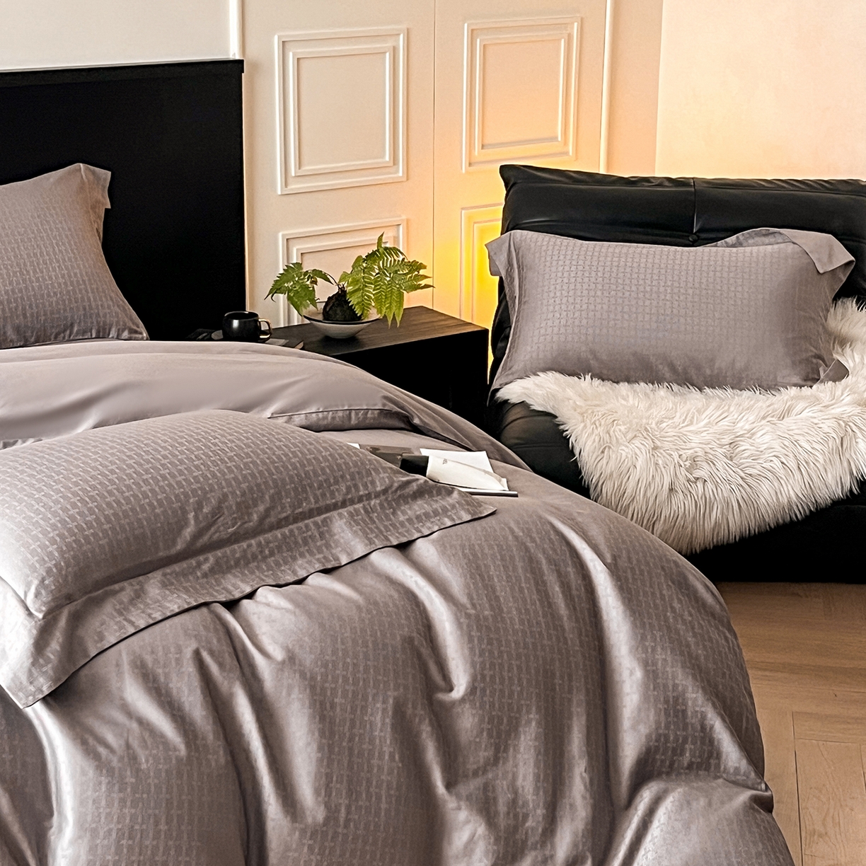 91家纺网 家纺一手货源 找家纺 舒慕家纺 2025新款100支长绒棉提花四件套系列 米娅