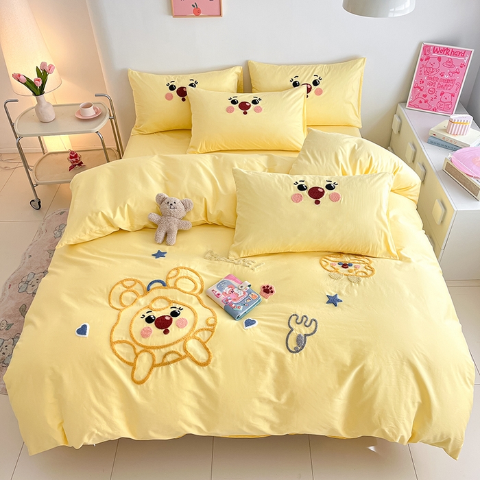 91家纺网 家纺一手货源 找家纺 （总）琪格格  2025新款全棉纯棉大版卡通毛巾绣四件套