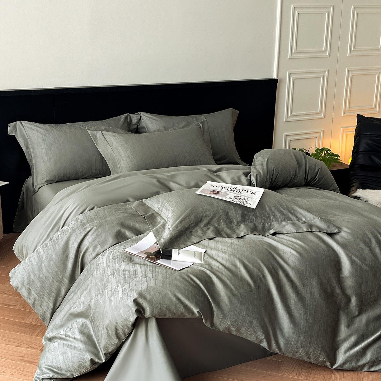 91家纺网 家纺一手货源 找家纺 舒慕家纺 2025新款100支长绒棉提花四件套系列 柔梦