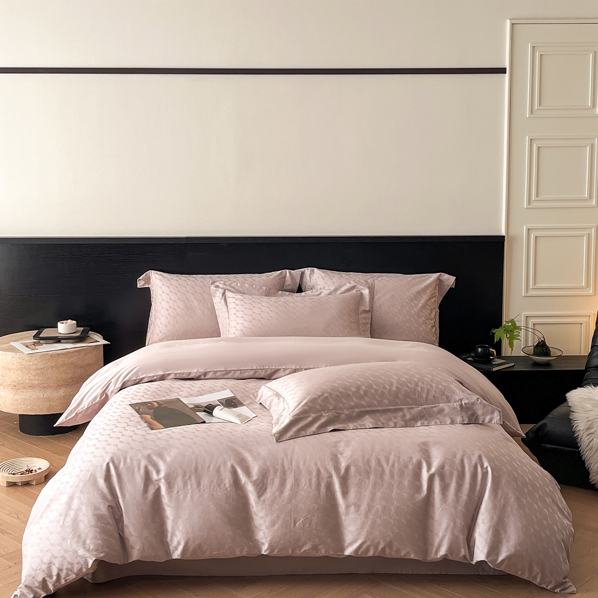 91家纺网 家纺一手货源 找家纺 舒慕家纺 2025新款100支长绒棉提花四件套系列 瑞彩流光