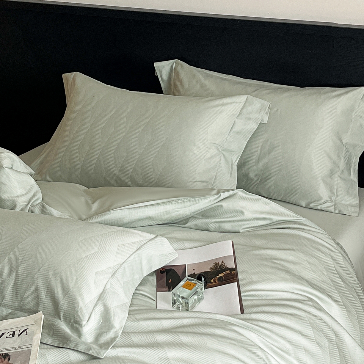 91家纺网 家纺一手货源 找家纺 舒慕家纺 2025新款100支长绒棉提花四件套系列 时空