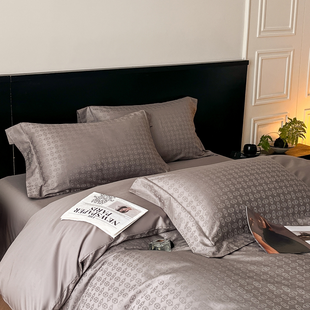 91家纺网 家纺一手货源 找家纺 舒慕家纺 2025新款100支长绒棉提花四件套系列 艺海观澜