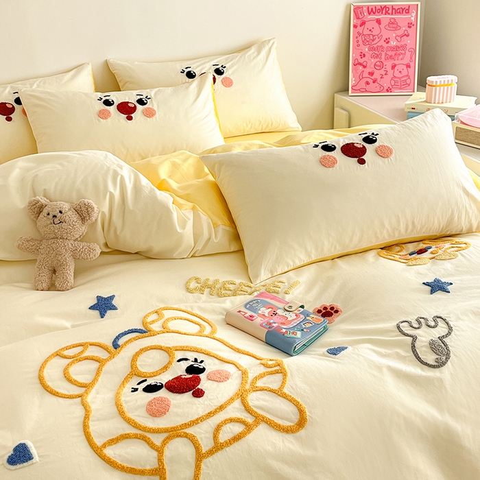 91家纺网 家纺一手货源 找家纺 （总）琪格格  2025新款全棉纯棉大版卡通毛巾绣四件套