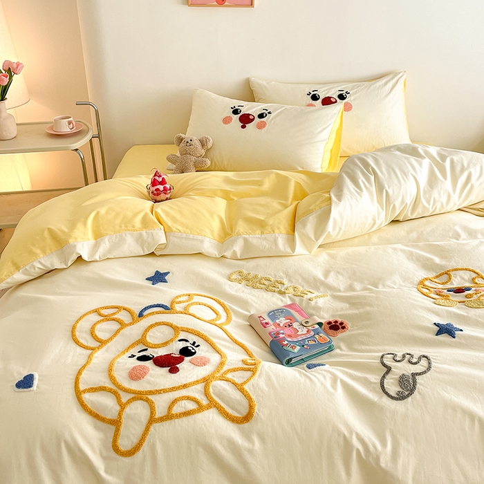 91家纺网 家纺一手货源 找家纺 （总）琪格格  2025新款全棉纯棉大版卡通毛巾绣四件套