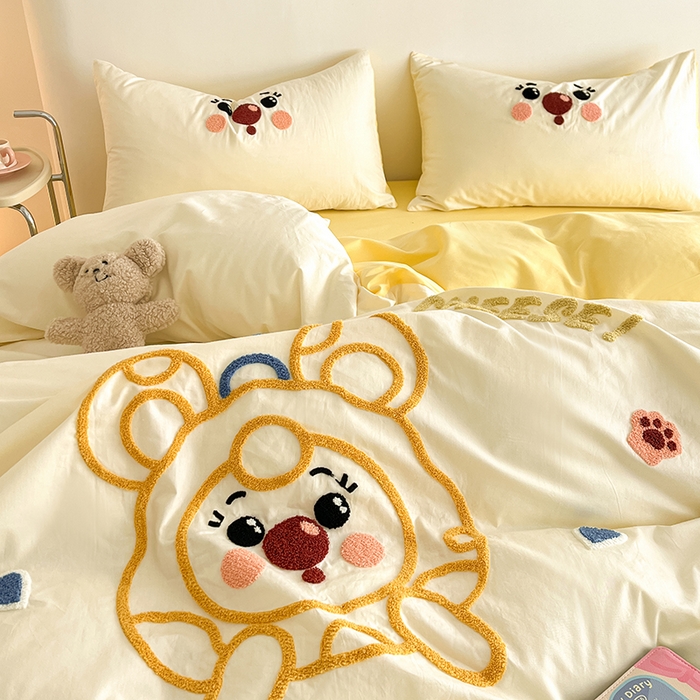 91家纺网 家纺一手货源 找家纺 （总）琪格格  2025新款全棉纯棉大版卡通毛巾绣四件套