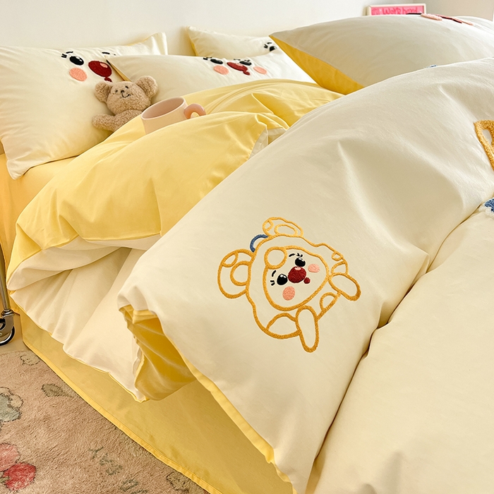 91家纺网 家纺一手货源 找家纺 （总）琪格格  2025新款全棉纯棉大版卡通毛巾绣四件套