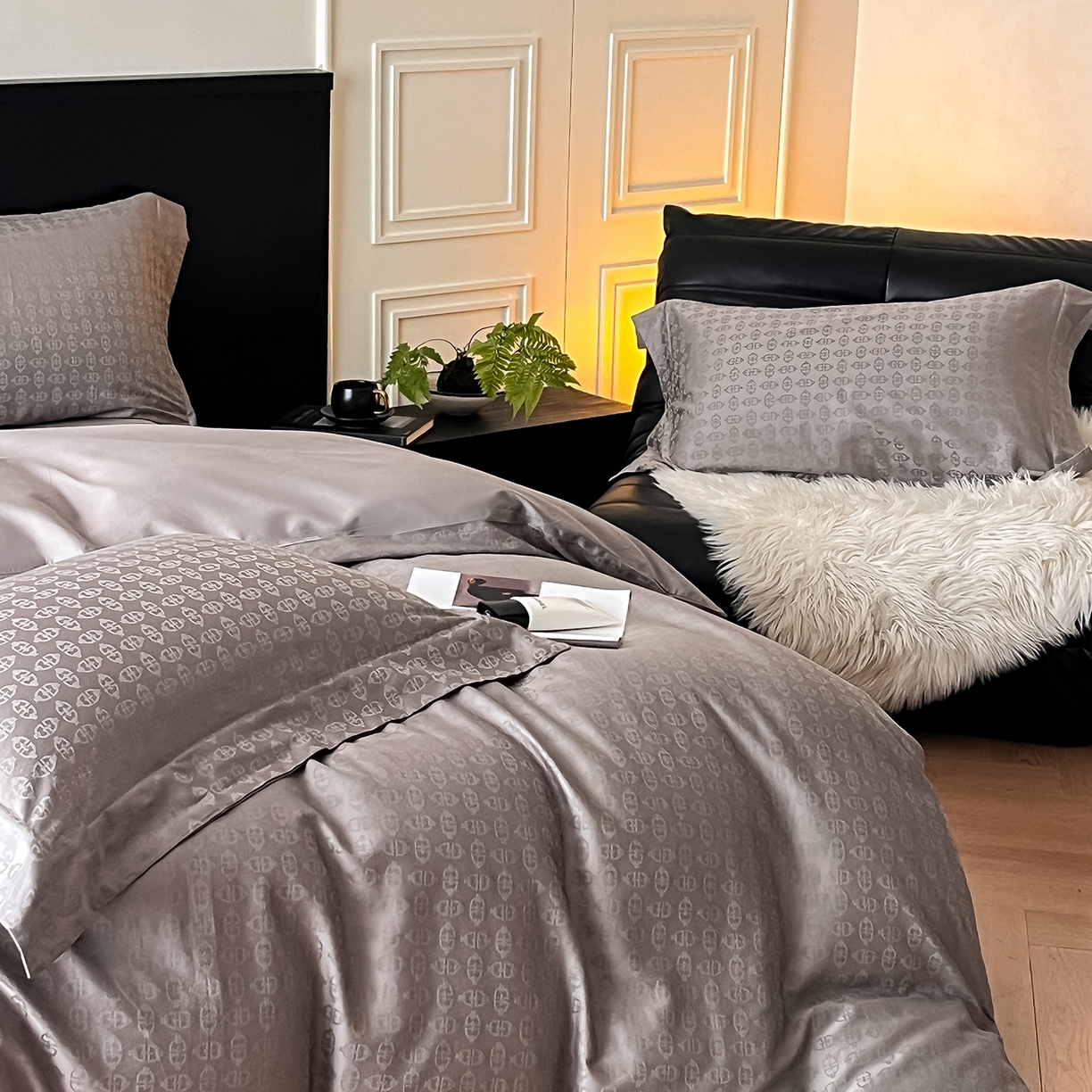 91家纺网 家纺一手货源 找家纺 舒慕家纺 2025新款100支长绒棉提花四件套系列 艺海观澜