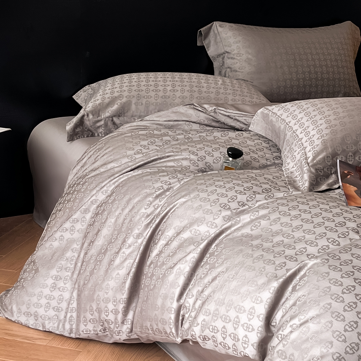 91家纺网 家纺一手货源 找家纺 舒慕家纺 2025新款100支长绒棉提花四件套系列 艺海观澜