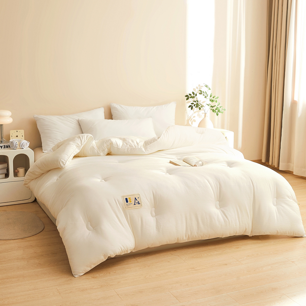 91家纺网 家纺一手货源 找家纺 （总）金喜 2025新款皱皱纱被芯春秋被冬被加厚被子大豆绗缝被子四季被