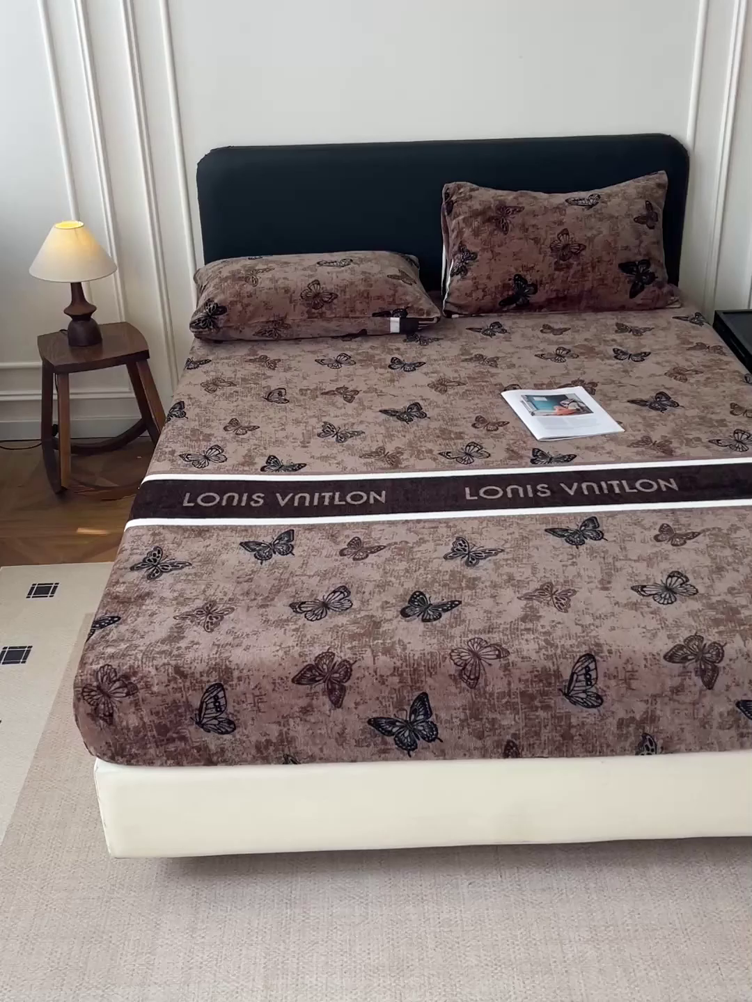 91家纺网 家纺一手货源 找家纺 朵朵家纺 2025新款加厚牛奶绒印花单床笠单品学生宿舍床垫保护套 床笠（床垫保护套可定制尺寸 ） 可可蝴蝶