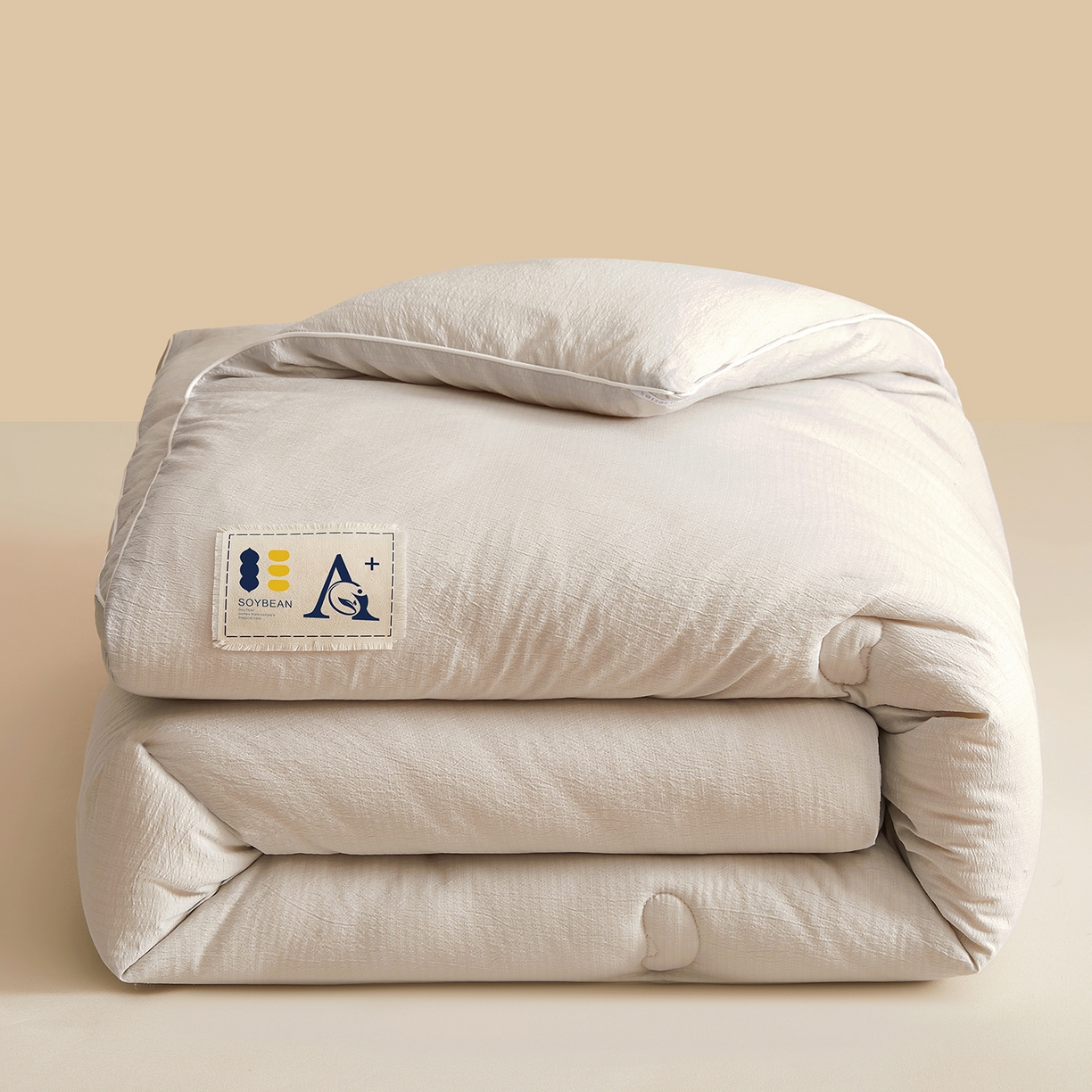 91家纺网 家纺一手货源 找家纺 金喜 2025新款棉麻皱皱纱被芯春秋被冬被加厚被子大豆绗缝被子四季被 雅灰