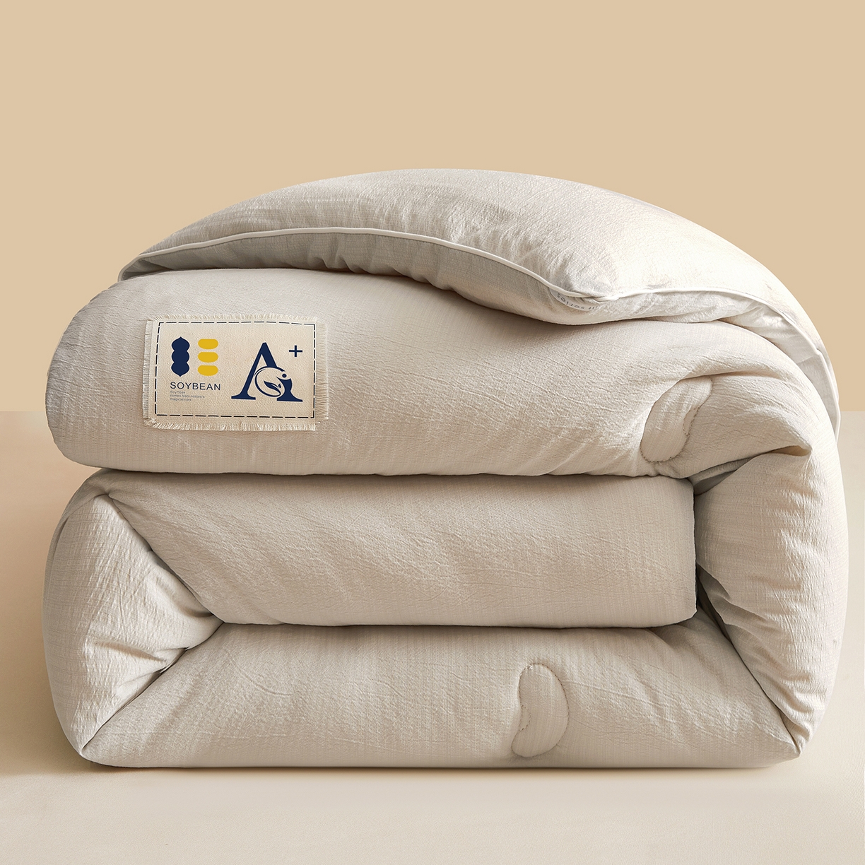 91家纺网 家纺一手货源 找家纺 金喜 2025新款棉麻皱皱纱被芯春秋被冬被加厚被子大豆绗缝被子四季被 雅灰