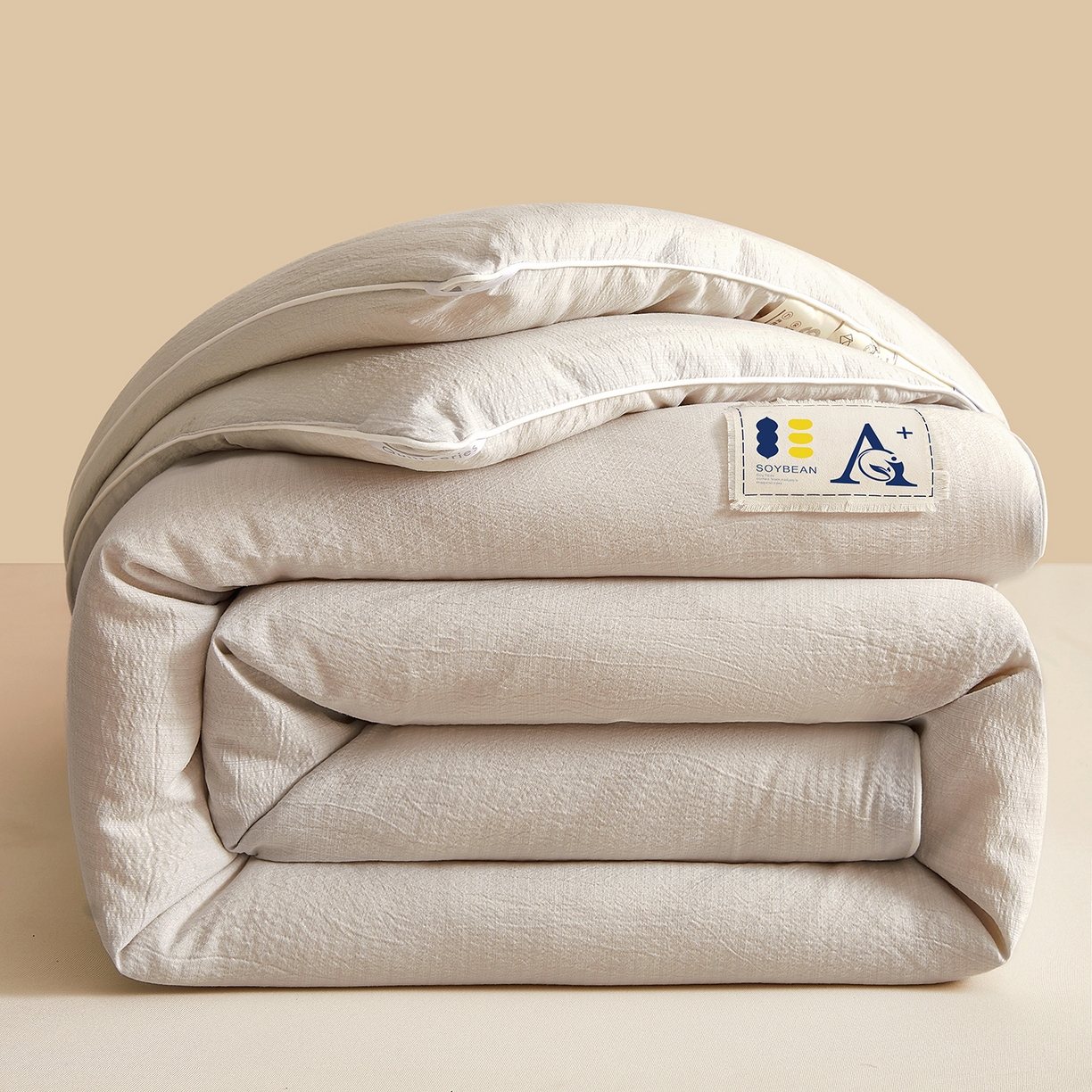 91家纺网 家纺一手货源 找家纺 金喜 2025新款棉麻皱皱纱被芯春秋被冬被加厚被子大豆绗缝被子四季被 雅灰