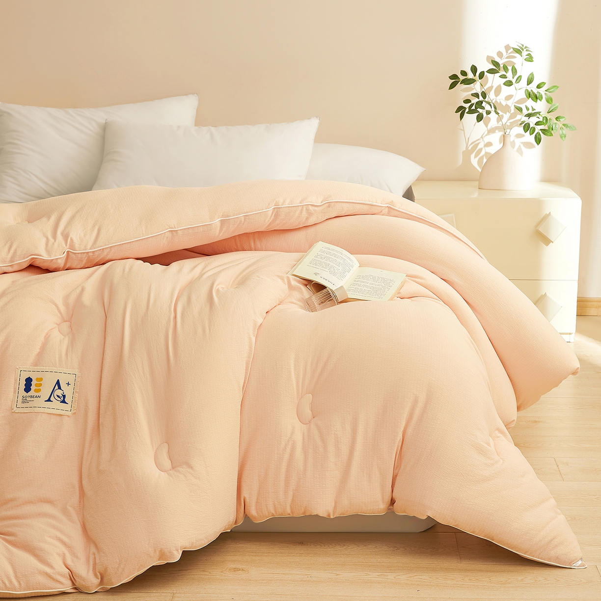 91家纺网 家纺一手货源 找家纺 金喜 2025新款棉麻皱皱纱被芯春秋被冬被加厚被子大豆绗缝被子四季被 雅玉