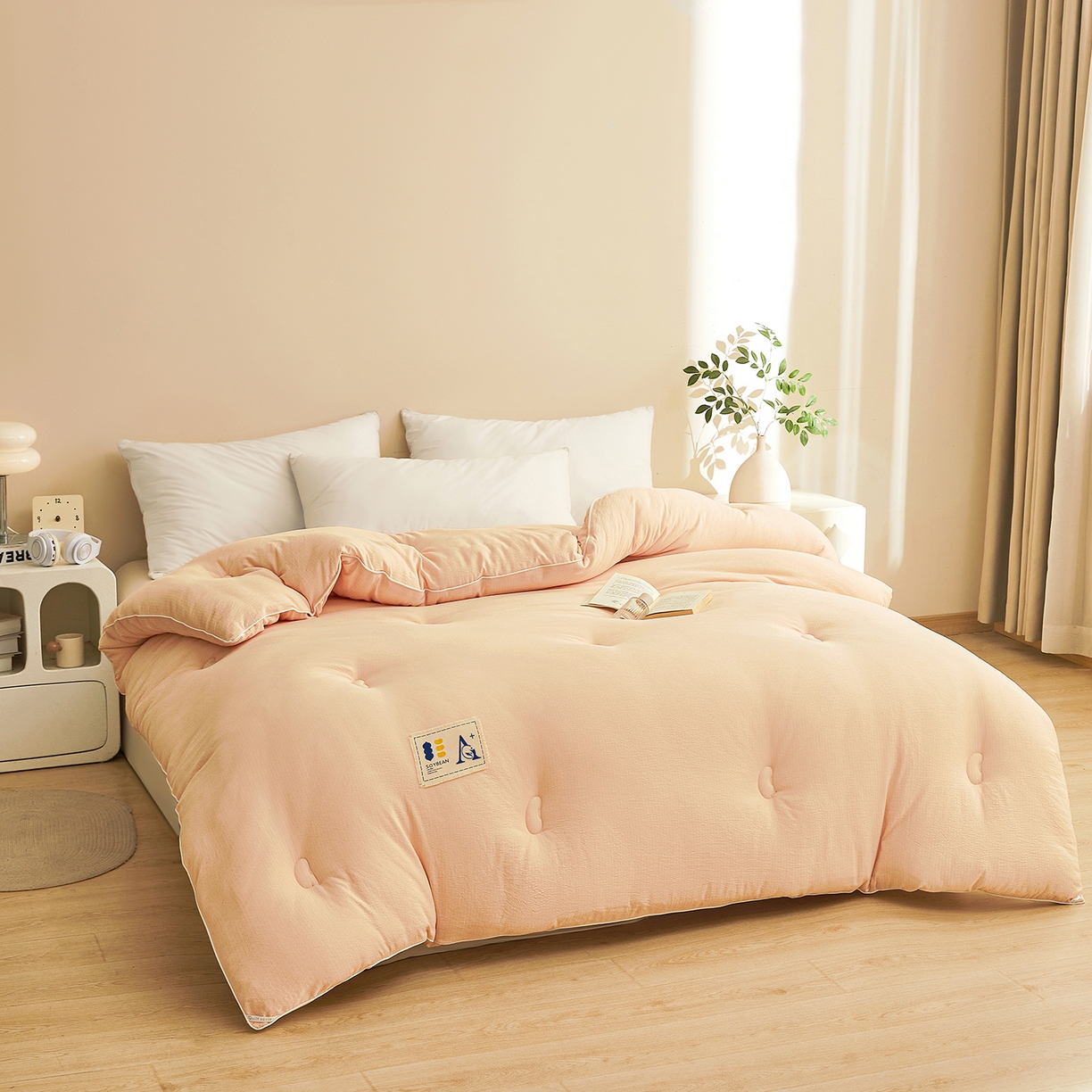 91家纺网 家纺一手货源 找家纺 金喜 2025新款棉麻皱皱纱被芯春秋被冬被加厚被子大豆绗缝被子四季被 雅玉