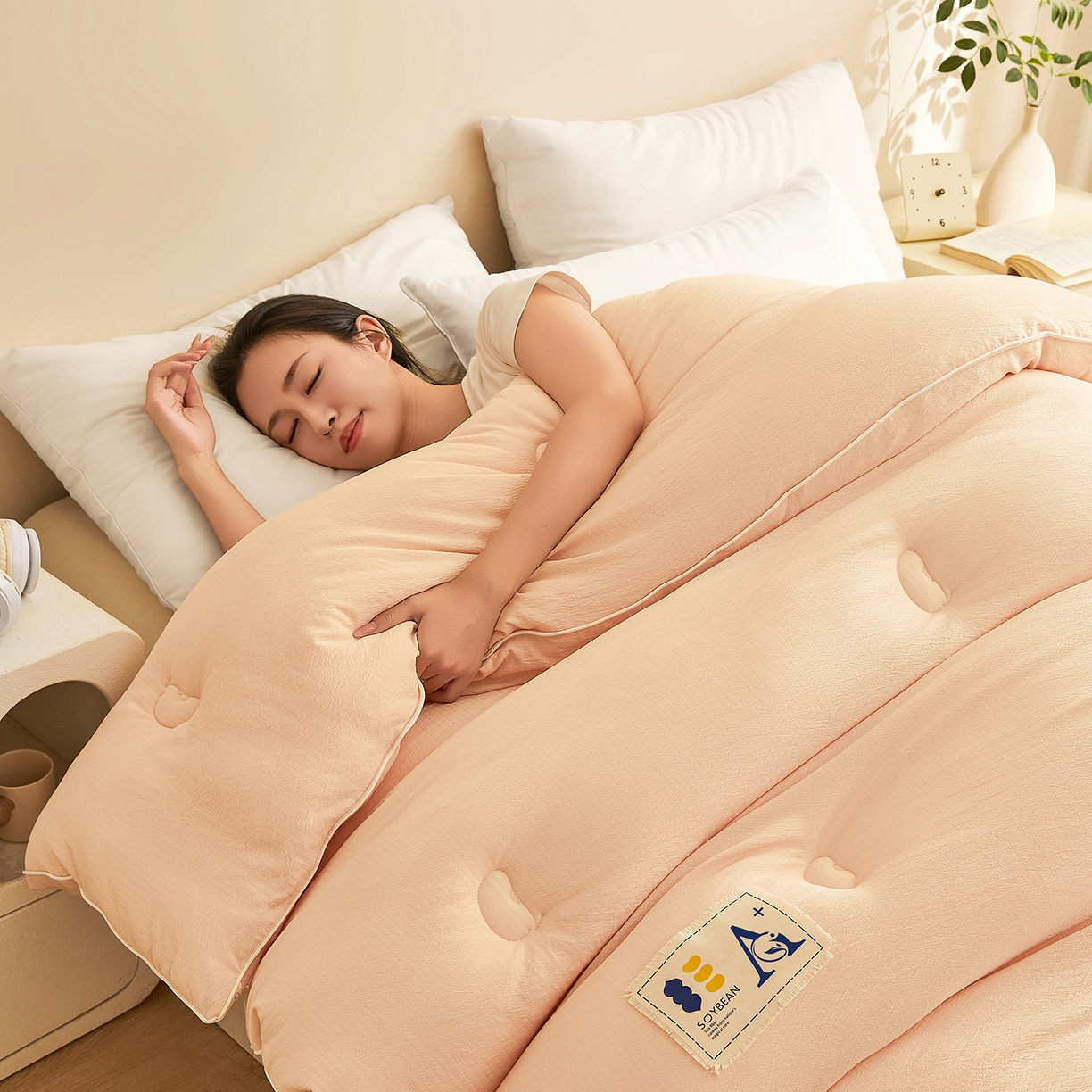 91家纺网 家纺一手货源 找家纺 金喜 2025新款棉麻皱皱纱被芯春秋被冬被加厚被子大豆绗缝被子四季被 雅玉