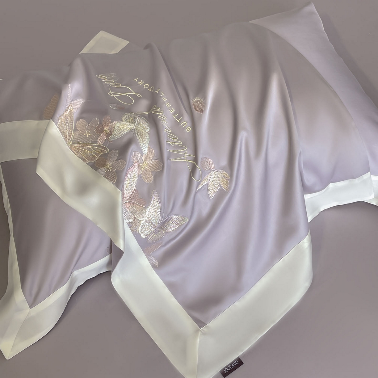 91家纺网 家纺一手货源 找家纺  2025直播爆款A类贡缎长绒棉四件套纯棉全棉重工刺绣被套床单高端拼接床上用品 七彩蝶梦-花容紫