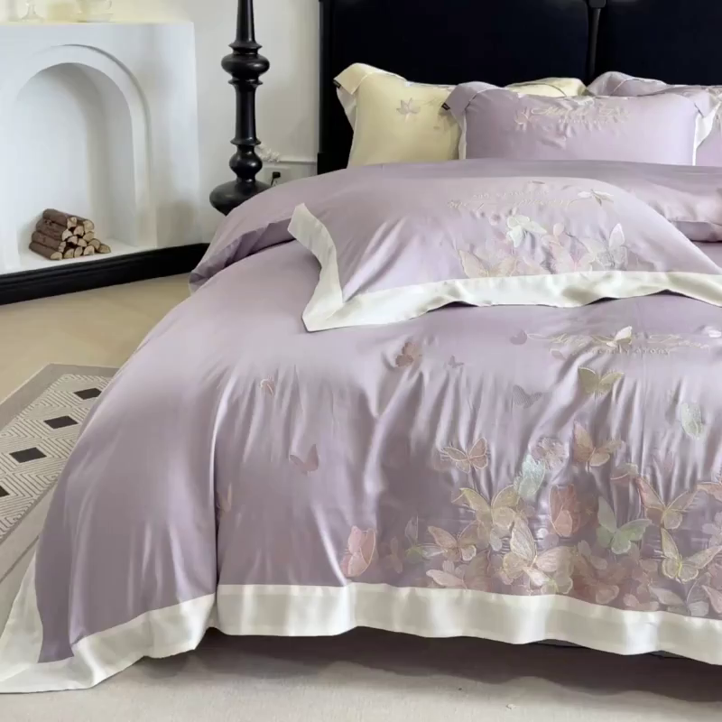 91家纺网 家纺一手货源 找家纺 （总） 2025直播爆款A类贡缎长绒棉四件套纯棉全棉重工刺绣被套床单高端拼接床上用品