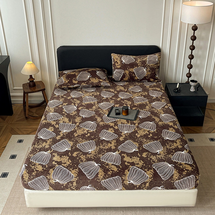 91家纺网 家纺一手货源 找家纺 朵朵家纺 2025新款加厚牛奶绒印花单床笠单品学生宿舍床垫保护套 床笠（床垫保护套可定制尺寸 ） 感恩南瓜