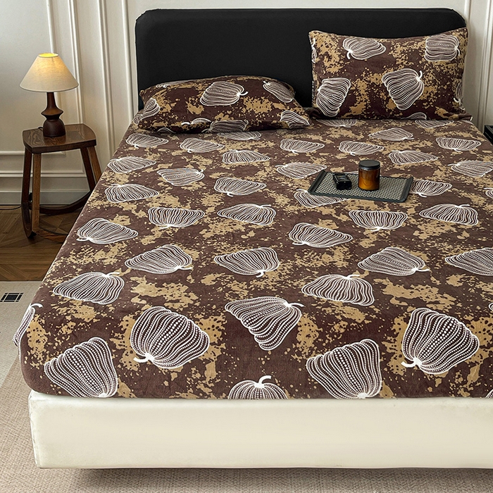 91家纺网 家纺一手货源 找家纺 朵朵家纺 2025新款加厚牛奶绒印花单床笠单品学生宿舍床垫保护套 床笠（床垫保护套可定制尺寸 ） 感恩南瓜