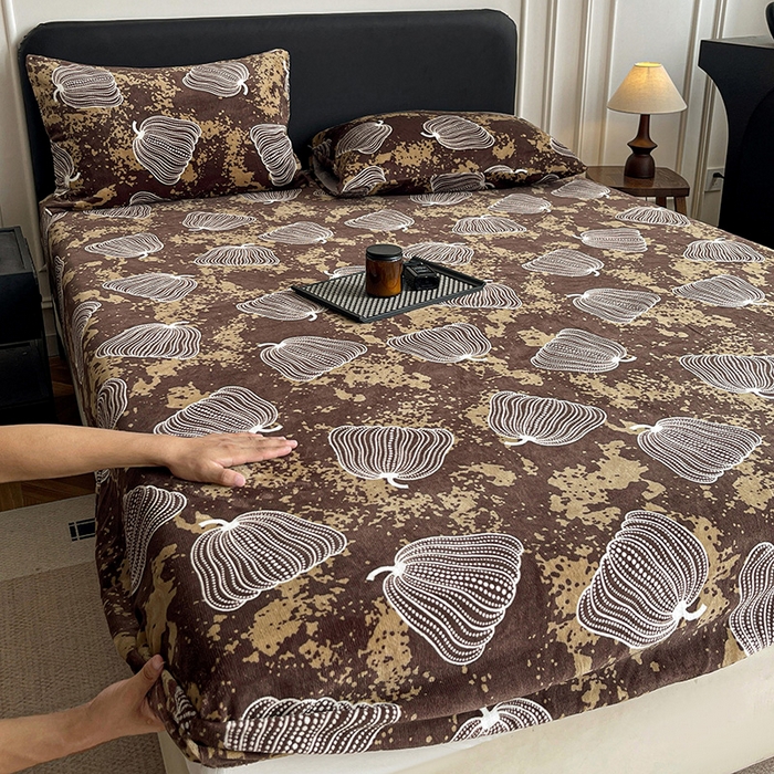 朵朵家纺 2025新款加厚牛奶绒印花单床笠单品学生宿舍床垫保护套 床笠（床垫保护套可定制尺寸 ） 感恩南瓜