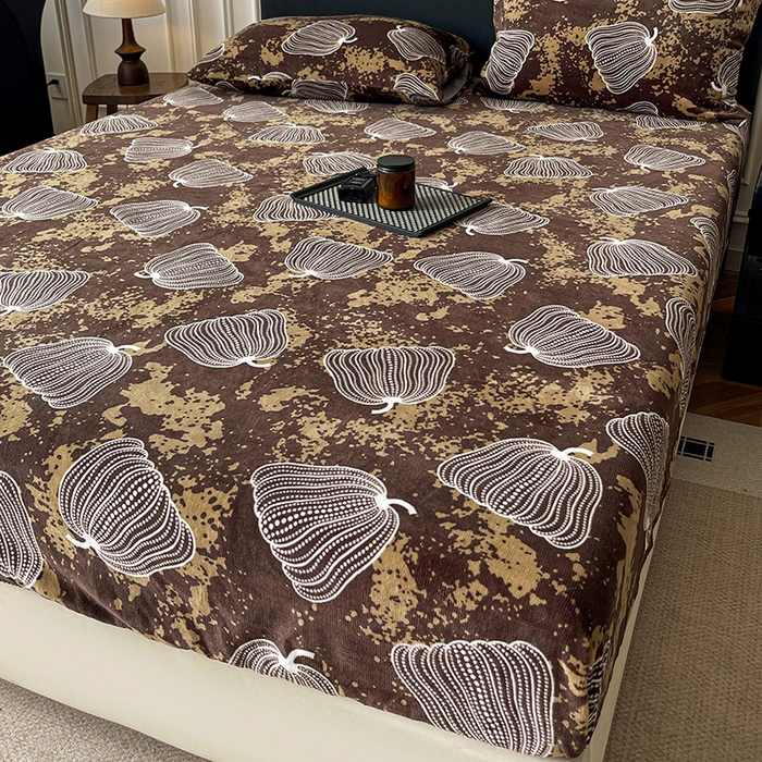 91家纺网 家纺一手货源 找家纺 朵朵家纺 2025新款加厚牛奶绒印花单床笠单品学生宿舍床垫保护套 床笠（床垫保护套可定制尺寸 ） 感恩南瓜