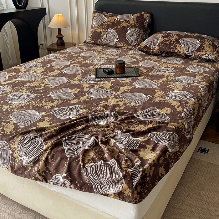 91家纺网 家纺一手货源 找家纺 朵朵家纺 2025新款加厚牛奶绒印花单床笠单品学生宿舍床垫保护套 床笠（床垫保护套可定制尺寸 ） 感恩南瓜