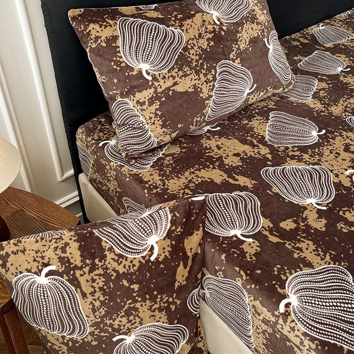 91家纺网 家纺一手货源 找家纺 朵朵家纺 2025新款加厚牛奶绒印花单床笠单品学生宿舍床垫保护套 床笠（床垫保护套可定制尺寸 ） 感恩南瓜