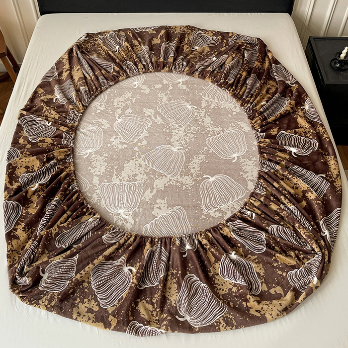 91家纺网 家纺一手货源 找家纺 朵朵家纺 2025新款加厚牛奶绒印花单床笠单品学生宿舍床垫保护套 床笠（床垫保护套可定制尺寸 ） 感恩南瓜