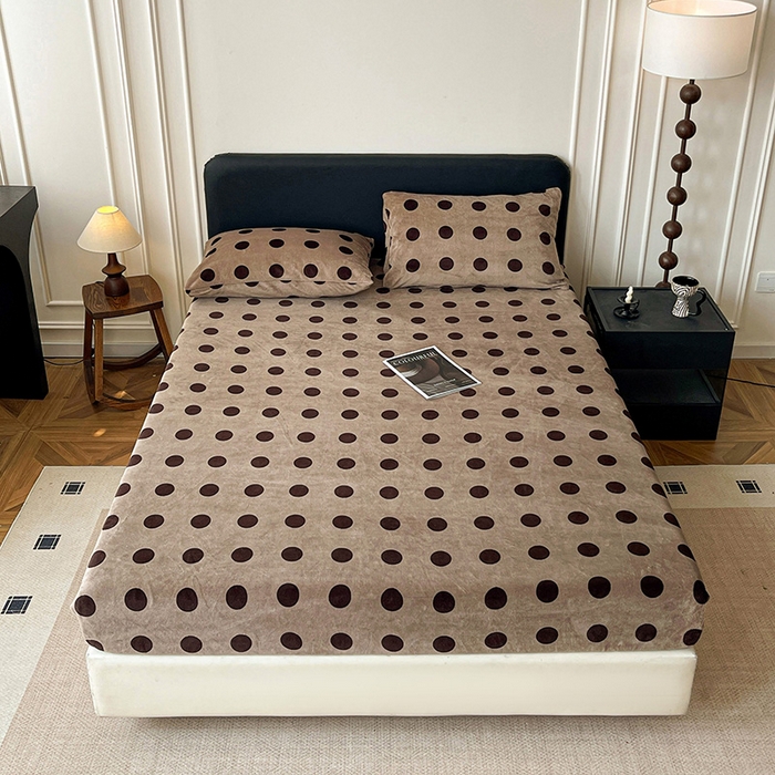 91家纺网 家纺一手货源 找家纺 朵朵家纺 2025新款加厚牛奶绒印花单床笠单品学生宿舍床垫保护套 床笠（床垫保护套可定制尺寸 ） 卡布奇诺