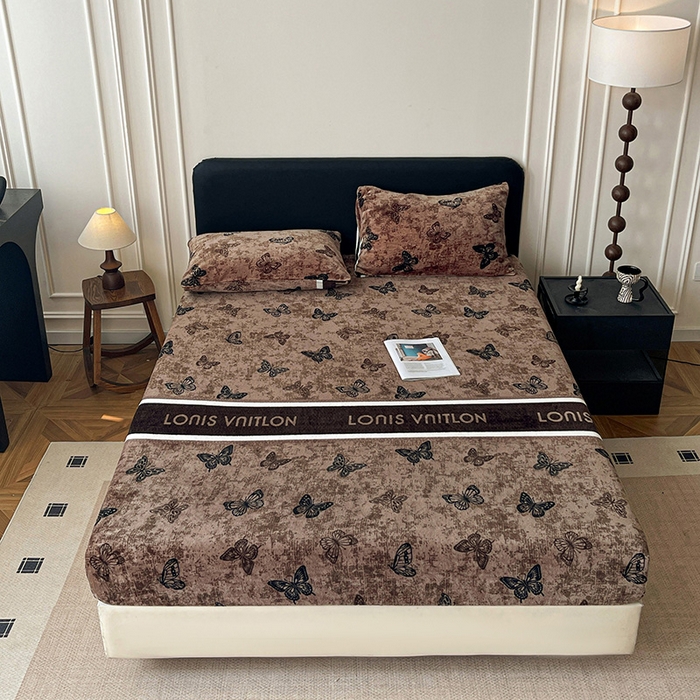 91家纺网 家纺一手货源 找家纺 朵朵家纺 2025新款加厚牛奶绒印花单床笠单品学生宿舍床垫保护套 床笠（床垫保护套可定制尺寸 ） 可可蝴蝶