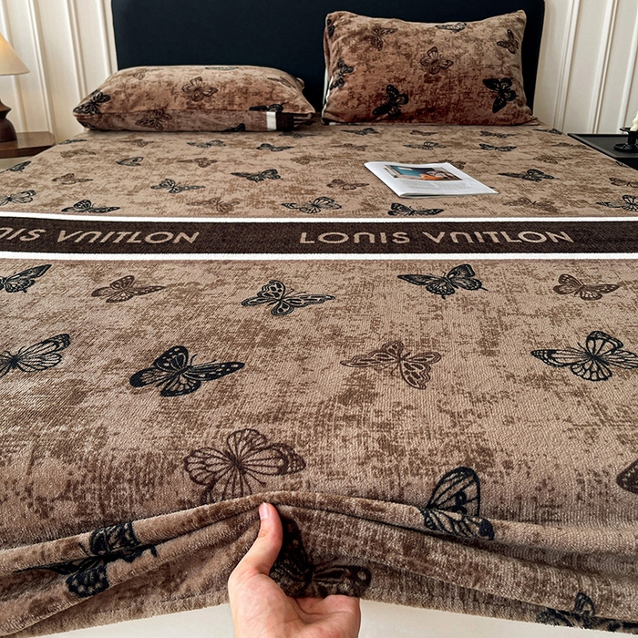 91家纺网 家纺一手货源 找家纺 朵朵家纺 2025新款加厚牛奶绒印花单床笠单品学生宿舍床垫保护套 床笠（床垫保护套可定制尺寸 ） 可可蝴蝶