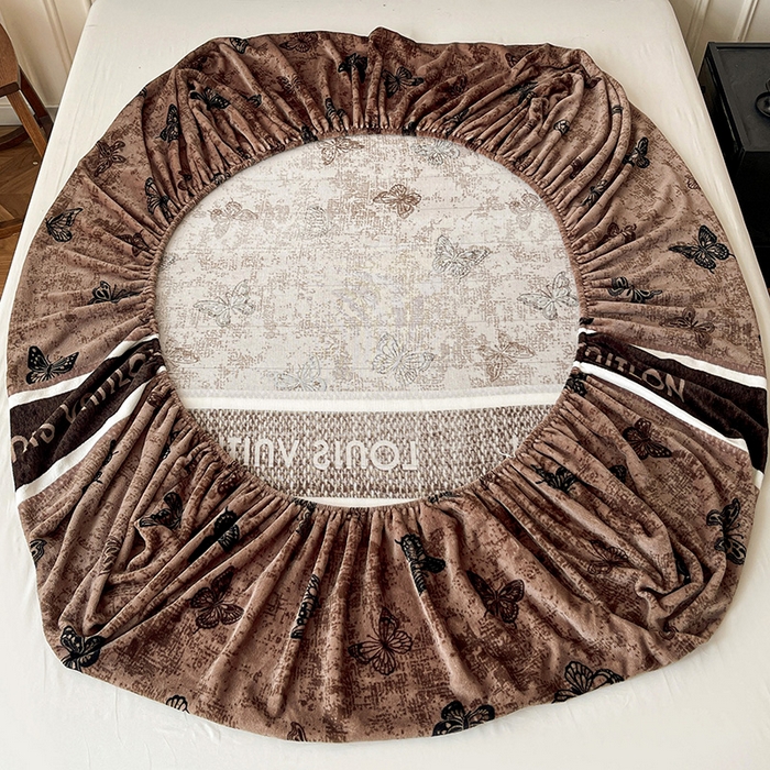 91家纺网 家纺一手货源 找家纺 朵朵家纺 2025新款加厚牛奶绒印花单床笠单品学生宿舍床垫保护套 床笠（床垫保护套可定制尺寸 ） 可可蝴蝶