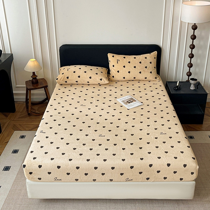 91家纺网 家纺一手货源 找家纺 朵朵家纺 2025新款加厚牛奶绒印花单床笠单品学生宿舍床垫保护套 床笠（床垫保护套可定制尺寸 ） 满心欢喜