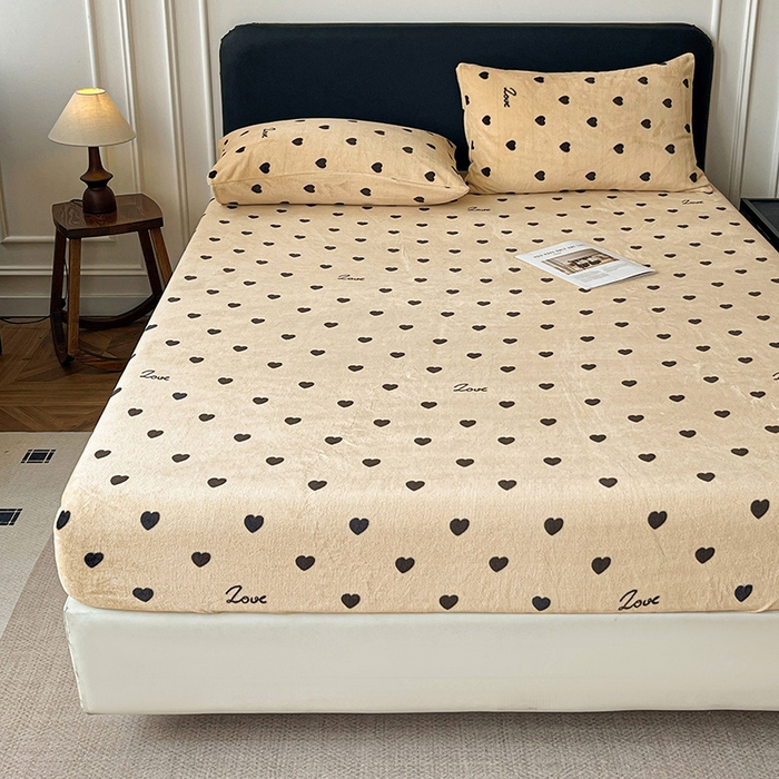 91家纺网 家纺一手货源 找家纺 朵朵家纺 2025新款加厚牛奶绒印花单床笠单品学生宿舍床垫保护套 床笠（床垫保护套可定制尺寸 ） 满心欢喜